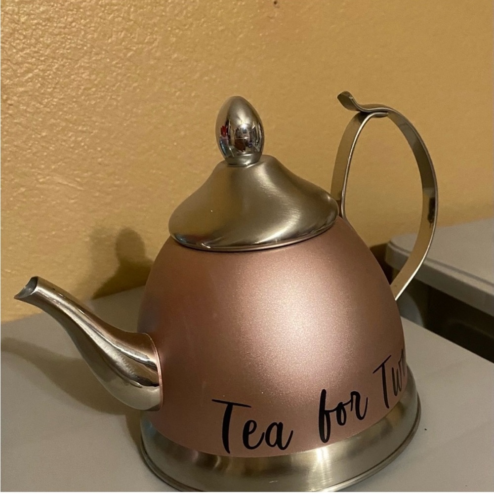 Elegant Purple/Rose Gold Teapot with Silver Accents